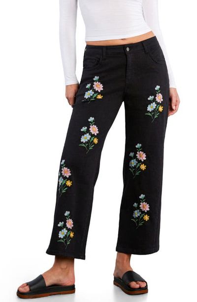 Billy T Billy T Floral Embroidered Straight Leg Jeans