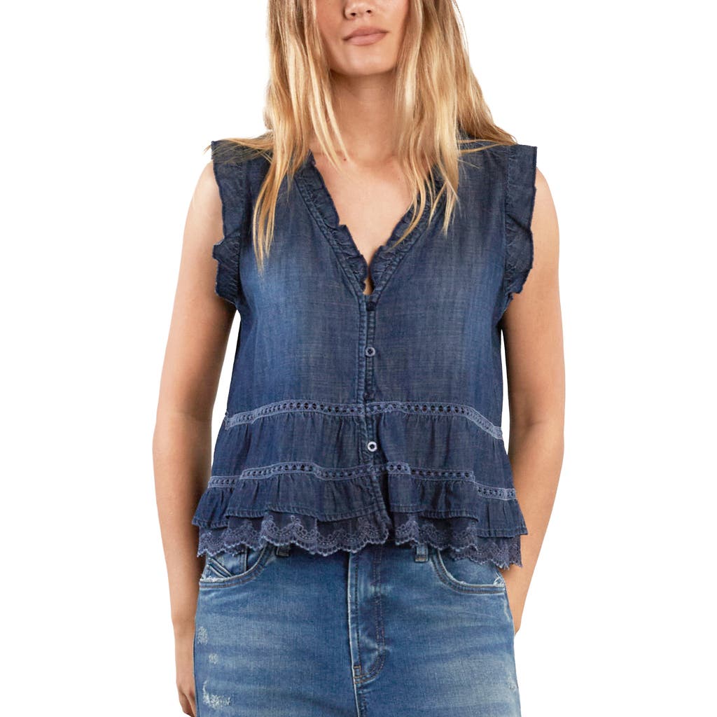 Billy T Billy T Lovesick Flounce Sleeveless Denim Top