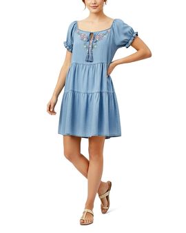 Billy T Billy T Petal Song Embroidered Denim Dress