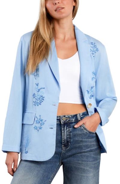 Billy T Billy T Poetic Floral Embroidered Denim Blazer