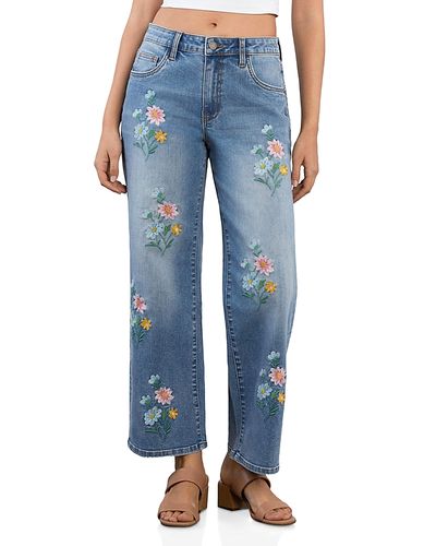Billy T Billy T Pretty Floral High Rise Relaxed Straight Leg Jeans