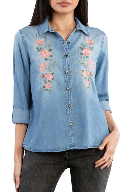 Billy T Billy T Rose Embroidered Denim Shirt