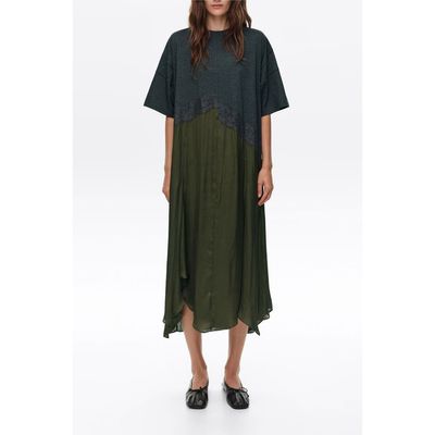 BIMBA Y LOLA BIMBA Y LOLA Asymmetric Lace Overlay Midi Dress