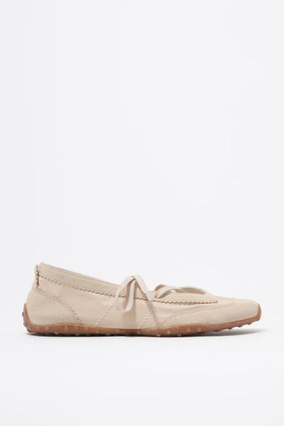 BIMBA Y LOLA BIMBA Y LOLA Bone-Colored Suede And Nylon 13 10 Sporty Ballerina