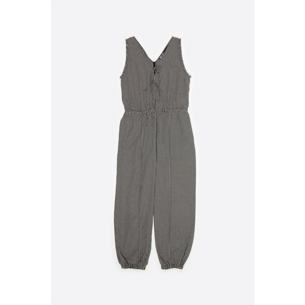 BIMBA Y LOLA BIMBA Y LOLA Checked Baggy Jumpsuit With Bows And Frayed Details