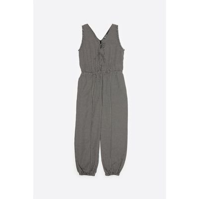 BIMBA Y LOLA BIMBA Y LOLA Checked Baggy Jumpsuit With Bows And Frayed Details