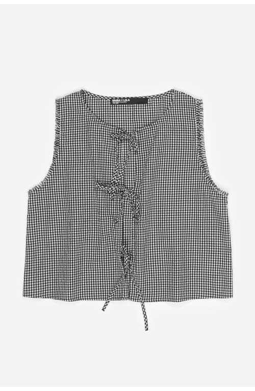 BIMBA Y LOLA BIMBA Y LOLA Checked Top With Bows And Frayed Details