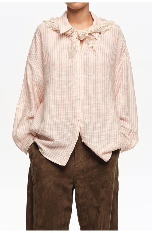 BIMBA Y LOLA BIMBA Y LOLA Cotton Shirt with Crochet Scarf Detail