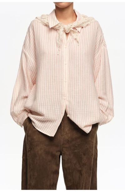 BIMBA Y LOLA BIMBA Y LOLA Cotton Shirt with Crochet Scarf Detail