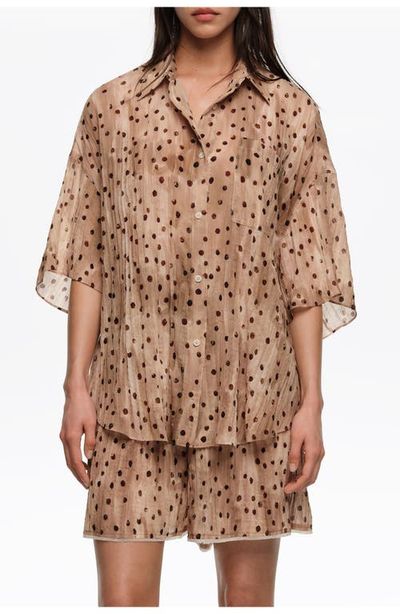 BIMBA Y LOLA BIMBA Y LOLA Dots Short-Sleeve Pleated Shirt