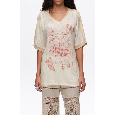 BIMBA Y LOLA BIMBA Y LOLA Faded Linen Fruit Logo T-Shirt