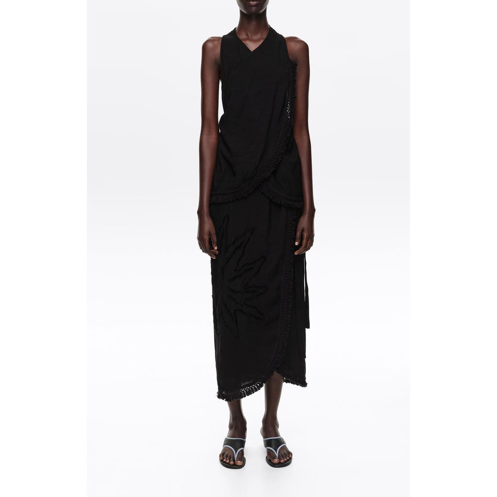BIMBA Y LOLA BIMBA Y LOLA Fringed Wrap Midi Dress