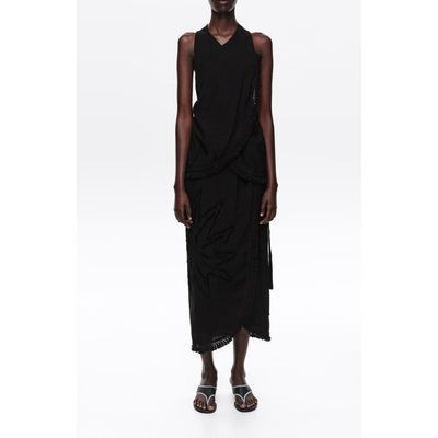 BIMBA Y LOLA BIMBA Y LOLA Fringed Wrap Midi Dress
