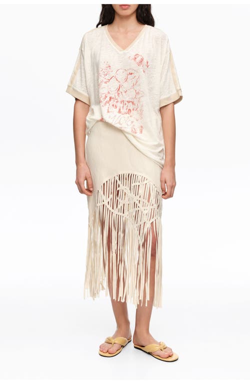 BIMBA Y LOLA BIMBA Y LOLA Irregular Fringed Linen Skirt