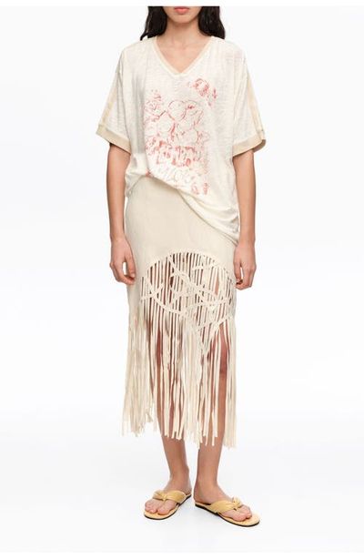 BIMBA Y LOLA BIMBA Y LOLA Irregular Fringed Linen Skirt