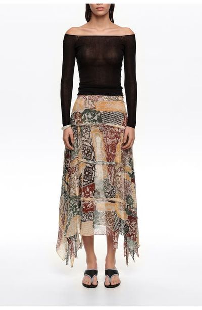 BIMBA Y LOLA BIMBA Y LOLA Lace Fluid Irregular Fringed Skirt