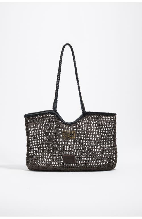 BIMBA Y LOLA BIMBA Y LOLA Large Dark Raffia-Effect Shopper Bag