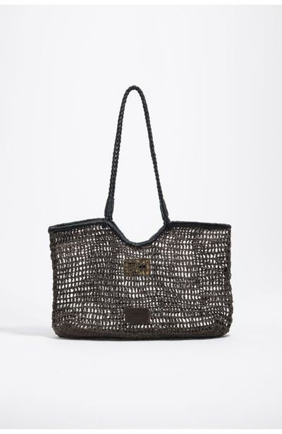 BIMBA Y LOLA BIMBA Y LOLA Large Dark Raffia-Effect Shopper Bag