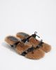BIMBA Y LOLA BIMBA Y LOLA Leather Fur Heeled Sandal with Bows - 3