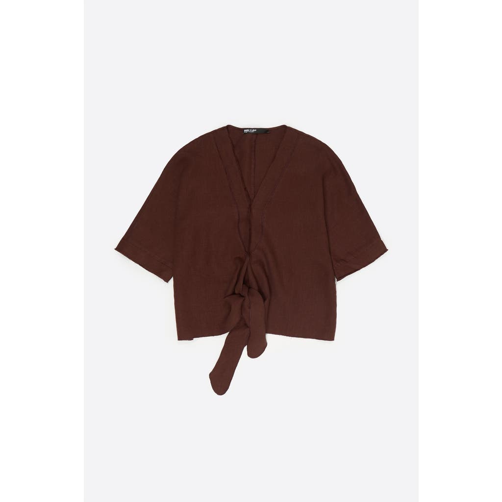 BIMBA Y LOLA BIMBA Y LOLA Linen Maxi Cape Shirt With Bow