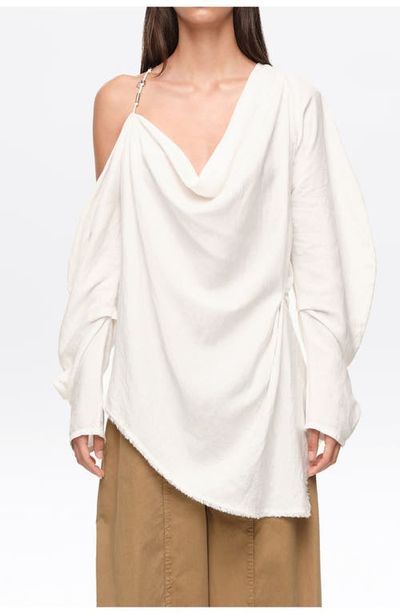 BIMBA Y LOLA BIMBA Y LOLA Linen Off-Shoulder Draped Top