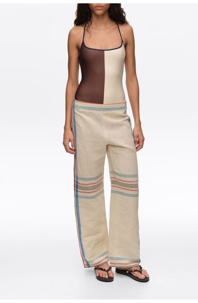 BIMBA Y LOLA BIMBA Y LOLA Linen Straight Ankle Length Striped Trousers