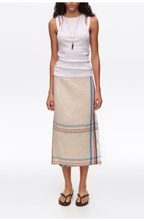 BIMBA Y LOLA BIMBA Y LOLA Linen Straight Striped Midi Wrap Skirt