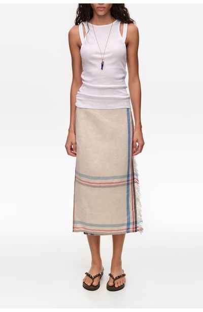 BIMBA Y LOLA BIMBA Y LOLA Linen Straight Striped Midi Wrap Skirt
