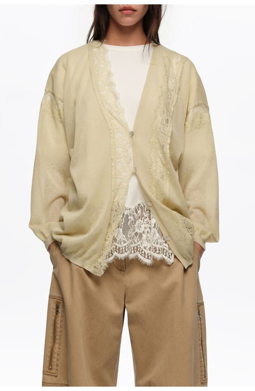 BIMBA Y LOLA BIMBA Y LOLA Long Cotton and Linen Cardigan With Lace Trim