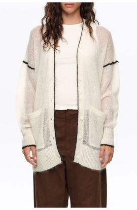BIMBA Y LOLA BIMBA Y LOLA Long Mohair Cardigan with Contrast Trim