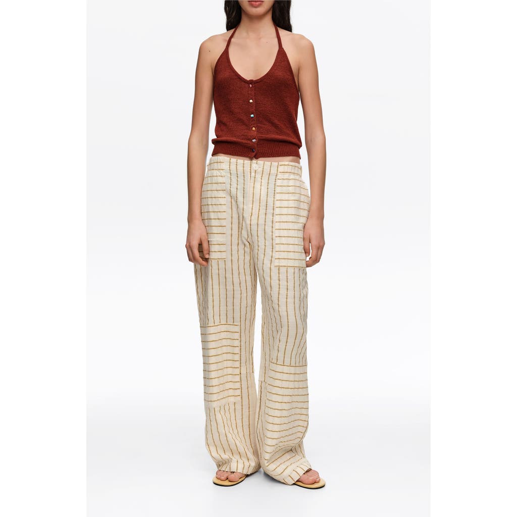 BIMBA Y LOLA BIMBA Y LOLA Ocher Cotton Patchwork Jogger Trousers With Stripes