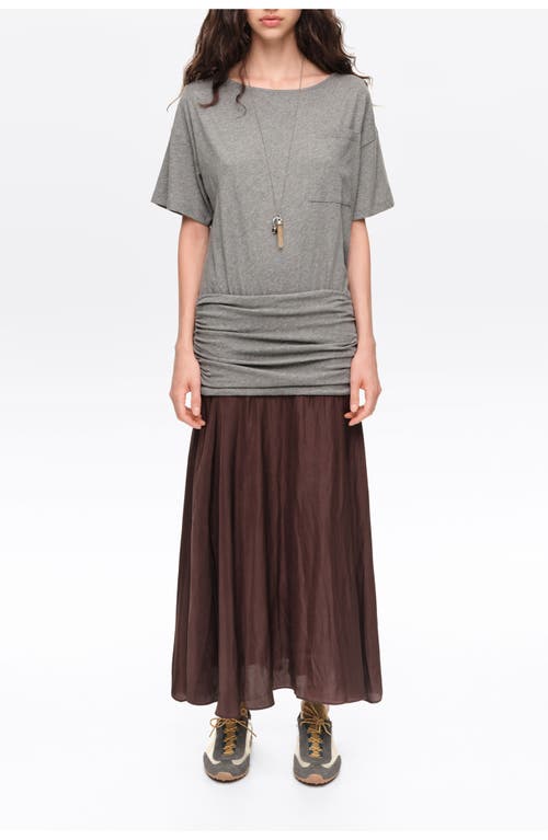 BIMBA Y LOLA BIMBA Y LOLA Ruched Two-Material Flared Midi Dress