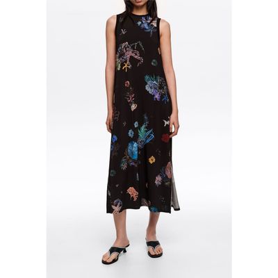 BIMBA Y LOLA BIMBA Y LOLA Seabed Black Flowing Sleeveless T-Shirt Dress 