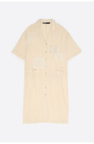 BIMBA Y LOLA BIMBA Y LOLA Shirt Dress With Crochet Details