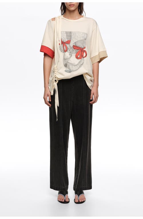 BIMBA Y LOLA BIMBA Y LOLA Straight Washed Trousers With Topstitching