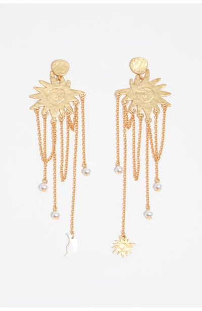 BIMBA Y LOLA BIMBA Y LOLA Sun Earrings With Brushed Chains