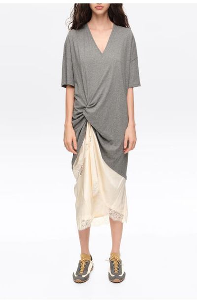 BIMBA Y LOLA BIMBA Y LOLA Two-Material Knot T-Shirt Dress