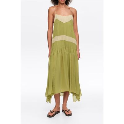 BIMBA Y LOLA BIMBA Y LOLA Two-Tone Pleated A-Line Strappy Dress