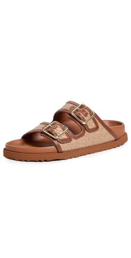 Birkenstock 1774 Birkenstock 1774 Arizona Framed Raffia 1774 Slides Ginger Brown Raffia