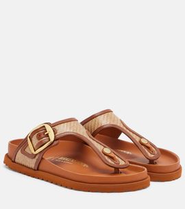 Birkenstock 1774 Birkenstock 1774 Gizeh leather-trimmed woven thong sandals