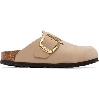 Birkenstock Birkenstock Beige Narrow Boston Big Buckle Nubuck Leather Loafers