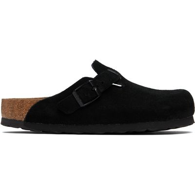 Birkenstock Birkenstock Black Regular Boston Soft Footbed Suede Leather Loafers