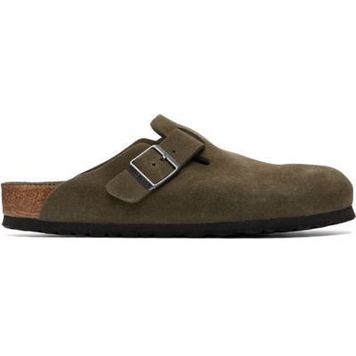 Birkenstock Birkenstock Khaki Boston Soft Footbed Suede Leather Loafers