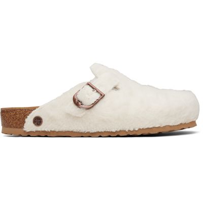 Birkenstock Birkenstock Off-White Boston Wooly Moon Buckle Loafers