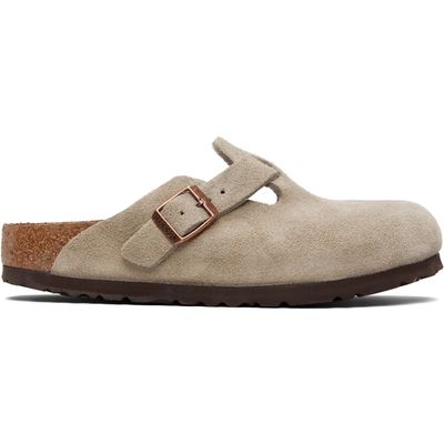 Birkenstock Birkenstock Taupe Regular Boston Soft Footbed Suede Leather Loafers