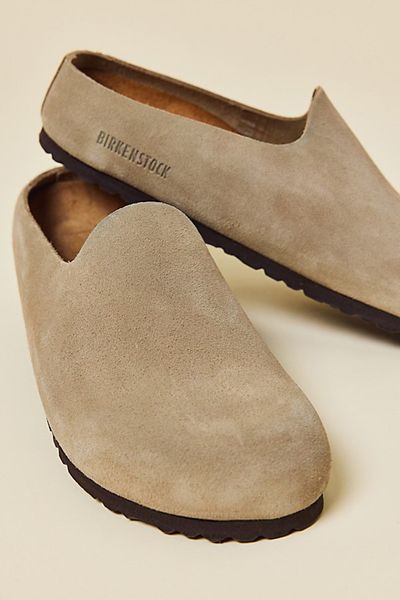 Birkenstock Birkenstock Women's Amsterdam Wrapped Suede Clogs in Taupe, Women's at Urban Outfitters