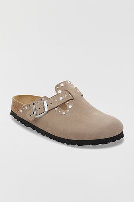 Birkenstock Birkenstock Women's Boston Rivets Suede Clogs in Taupe, Women's at Urban Outfitters