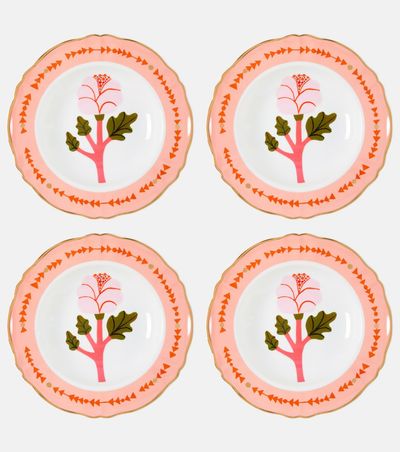 Bitossi Bitossi Botanica Rosa set of 4 porcelain soup plates