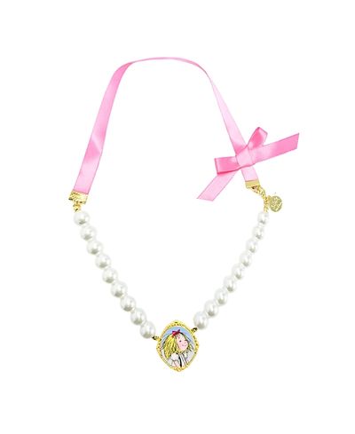 Bits & Bows Bits & Bows Girls' Eloise Bow Pearls Cameo Necklace