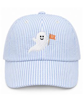 Bits & Bows Bits & Bows Unisex Ghost Seersucker Baseball Hat